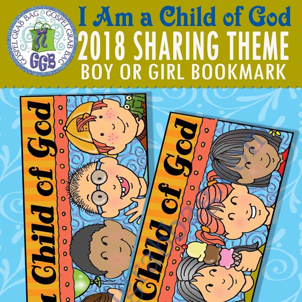 JANVIER 2018 Marque-pages Temps de partage pour le thème "Je suis un enfant de Dieu" - garçon ou fille - Parfait pour cette année primaire - récompenses et rappels