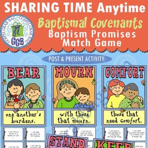 LDS Mitmach-Zeit, Taufbündnisse - Aktivität in der Gegenwart: Taufversprechen-Match-Spiel, Mosiah 18 - 8 Plakate, 40 Karten