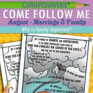AUGUST Come Follow Me, Lesson #1 ColorQuote Young Women, "Why is family important?" PRINT poster, journal, pg., card - Make home refuge