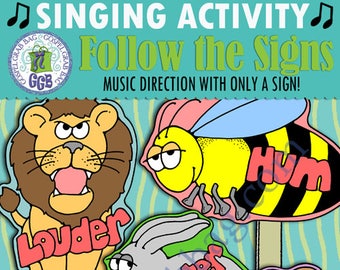 Primary Music Singing Activity, "Follow the Signs" pick-a-song and singing commands, Primary chorister INSTANT DOWNLOAD makes singing fun