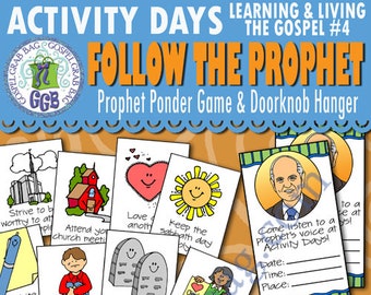 Journées d'activités Apprendre et vivre l'Évangile OBJECTIF 4 Suivre le Prophète - Invitation/Activité IMPRIMABLE : Jeu de devinettes sur la réflexion du Prophète et panneau de porte