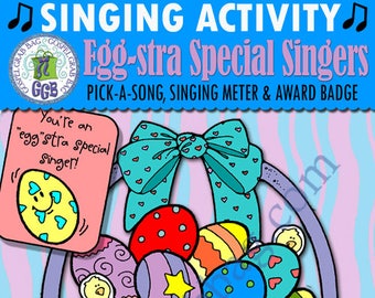 Primary Music Singing Activity, "Egg"stra Special Singers! pick-a-song, singing meter & award, music Primary chorister INSTANT DOWNLOAD