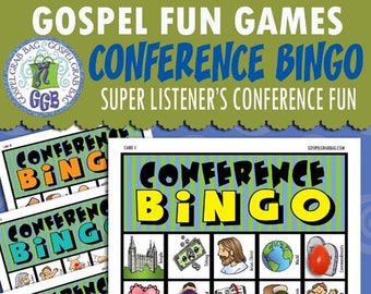 GOSPEL FUN GAMES - Conference Bingo - Super Listener's Conference Fun - Families can gather at general conference and play Bingo find words