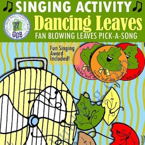 小学校音楽歌唱活動、「ダンシング・リーブス」の葉を吹く扇子、選曲と賞バッジ、音楽小学校合唱団即時ダウンロード