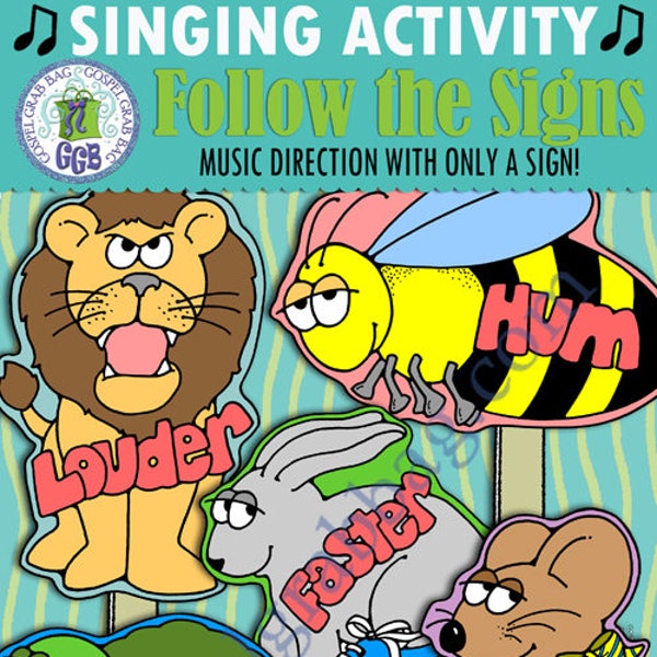 Primary Music Singing Activity, "Follow the Signs" pick-a-song and singing commands, Primary chorister INSTANT DOWNLOAD makes singing fun