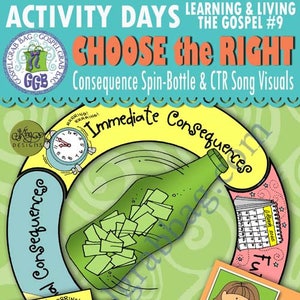 Activity Days Learning & Living the Gospel GOAL 9 Learn Gospel - PRINTABLE Invitation/Activity: Choosing a Consequence Spin-the-Bottle Game
