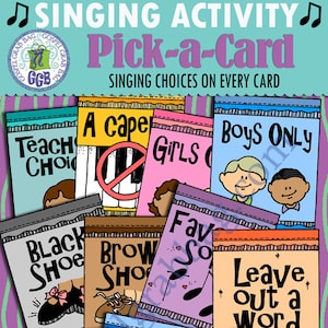 Primary Music Singing Activity, “Pick-a-Card” singing choices/commands, Primary chorister INSTANT DOWNLOAD -e.g. Boys Only; Leave out a Word