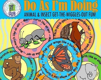 Primary Music Singing Activity, "Do As I'm Doing" Animals & Insects Get-the-Wiggles-Out Fun!, music Primary chorister - INSTANT DOWNLOAD