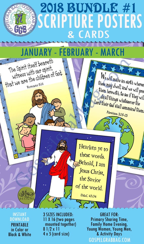 2018 scripture posters cards bundle 1 primary sharing time etsy