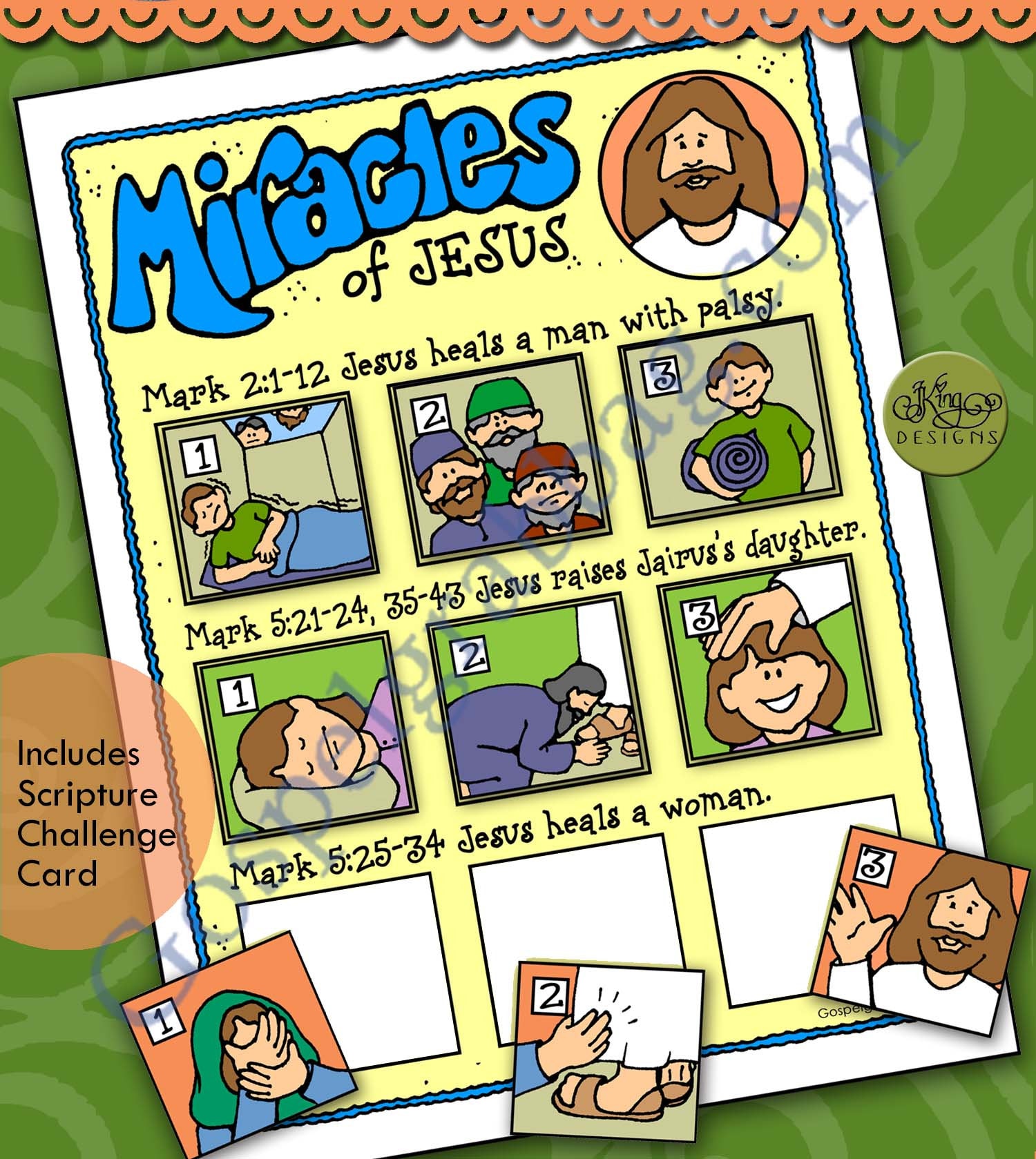 Jesus Miracle Riddles MIRACLES of Jesus Picture-match Puzzle - LESSON LIFESAVER Activity ...