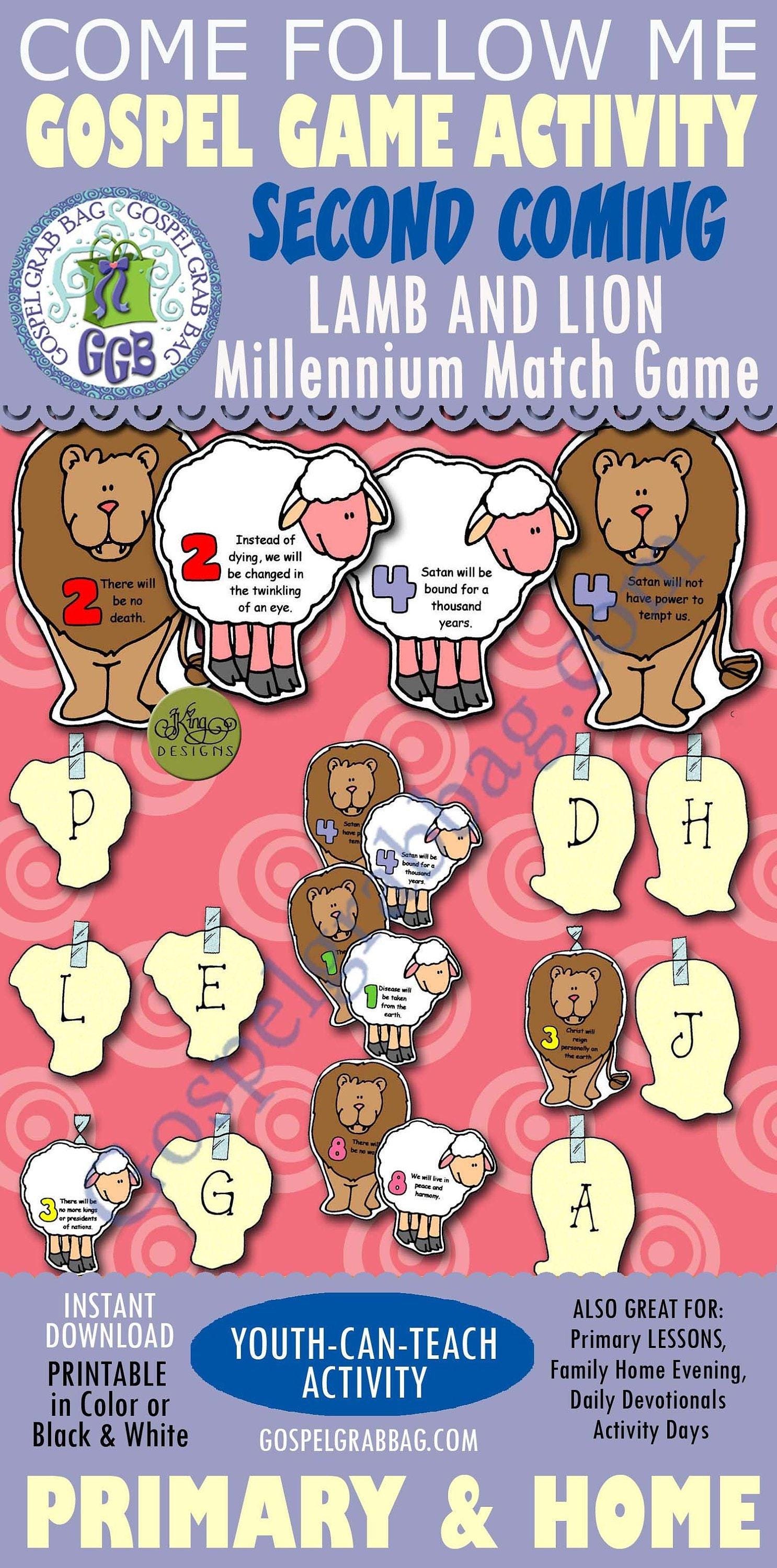 SECOND COMING Post-and-Present Activity: When Jesus Returns, the World Will Know Peace (Lamb and Lion Millennium Match GAME)