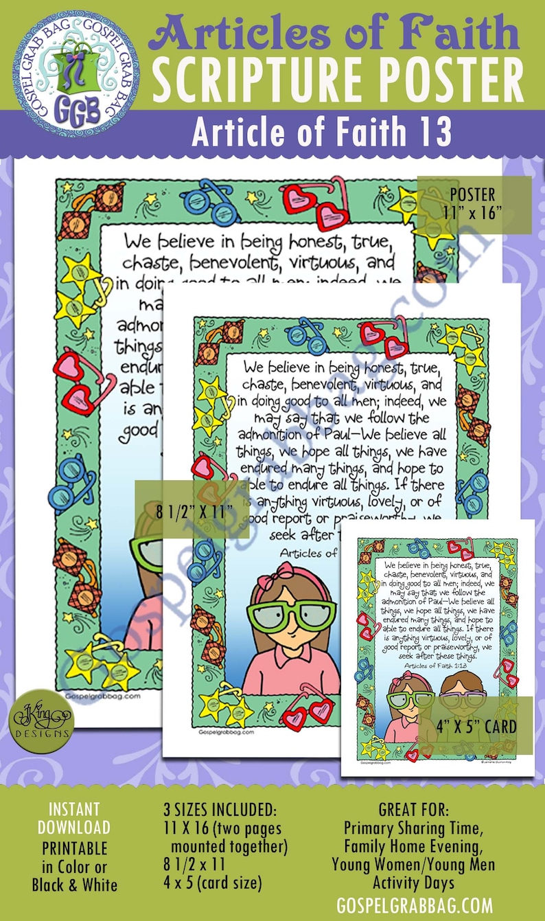 13 ARTICLE S OF FAITH Scripture Poster\/card Sets Download