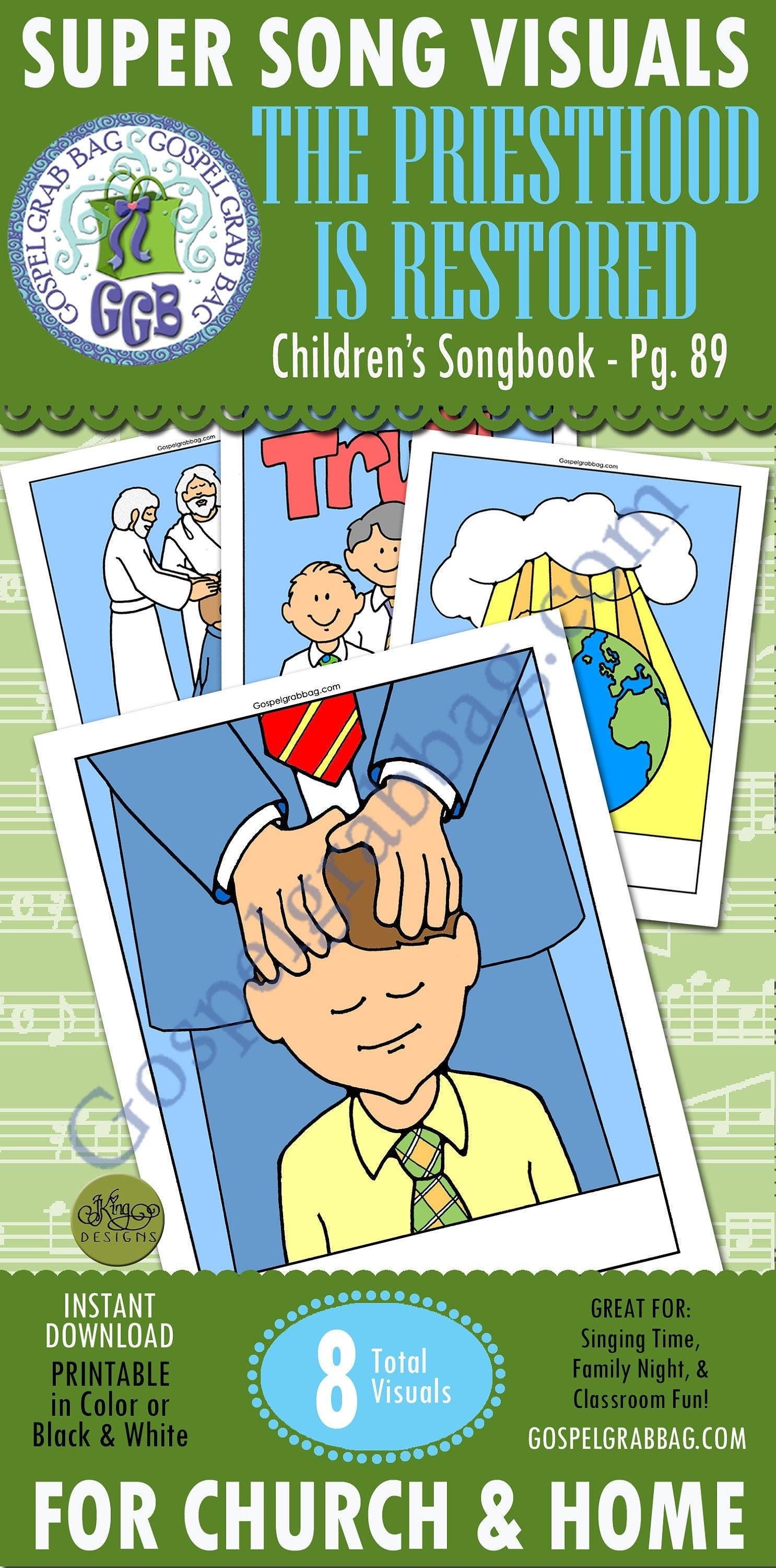 SONG "The Priesthood Is Restored" VISUALS picture-for-every-verse, Music for Primary, family home evening, Children's Songbook 89