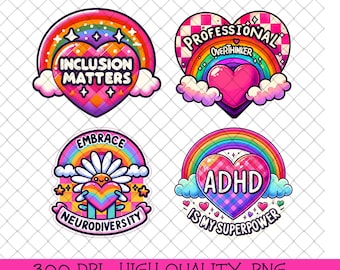 ADHD Neurodivergent Sublimation Design Png Bundle, ADHD Inclusion Matters Sublimation Design, ADD Autism Awareness Mental Health Tshirt Mug