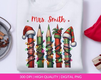 Teacher Pencil Christmas Coquette Png, Custom Christmas Teacher Png, Hot Cocoa Xmas Tree Cake, Merry Teacher Png, Xmas Gift For Teacher