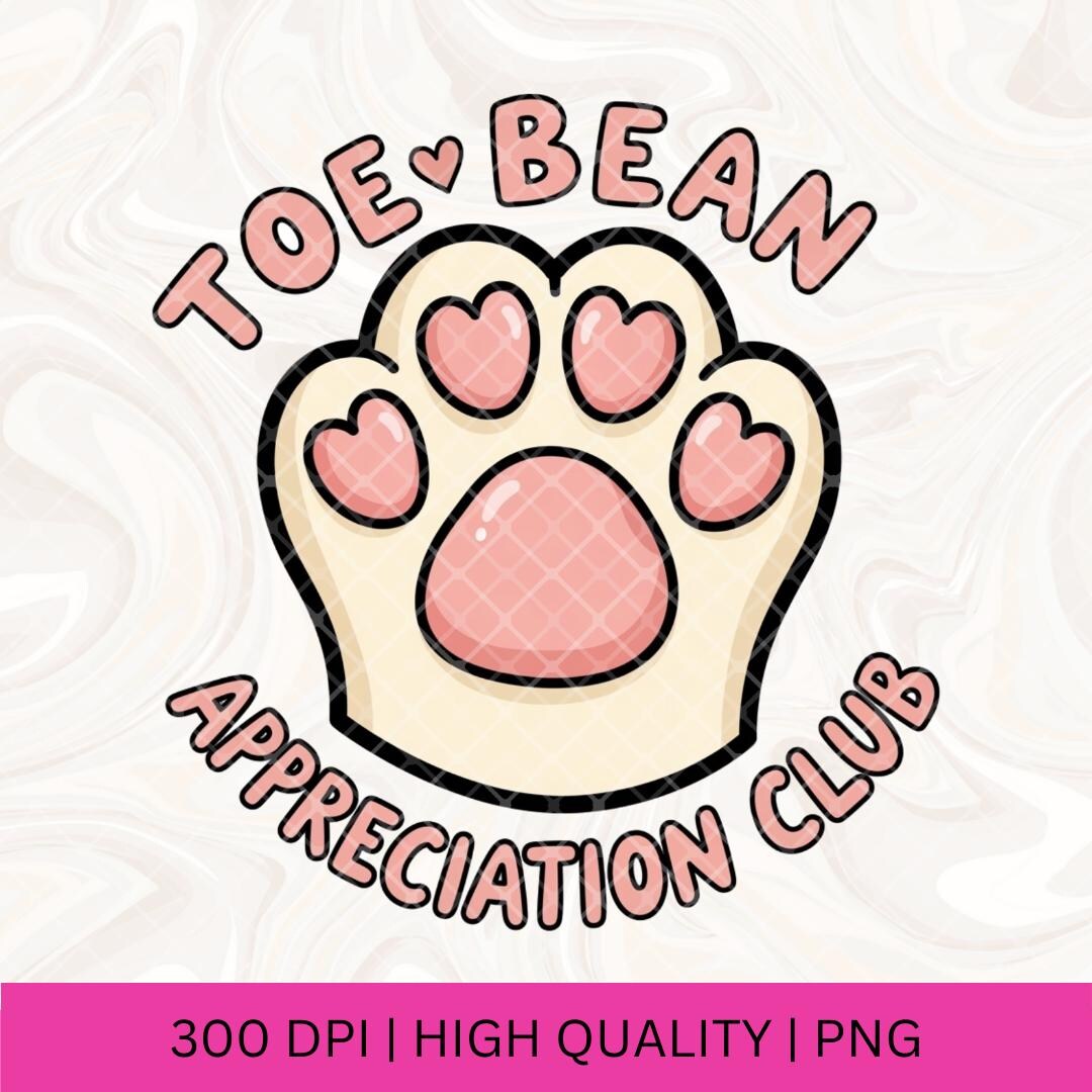 Toe Bean Appreciation Club Png, Book Lover Gift, Funny Cat