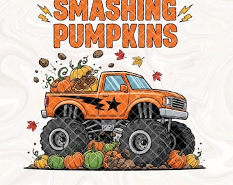 Boy Fall PNG, Boy Autumn PNG, Thanksgiving Boy png, Pumpkin truck, Pumpkin Smasher, Pumpkin truck PNG, Monster truck Fall Sublimation design