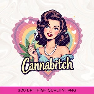 Colorful Witchy Cannabitch Weed Pot Smoker T-Shirt Mug PNG File, Sublimation Design, Trendy Retro Vintage Housewife Mother T-shirt Mug PNG