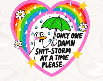 Only One Damn Shitstorm at a Time PNG, Trendy Popular PNG Snarky Silly Goose, Sarcastic Moody Sticker Design, Design Cloudy Weather Shitshow