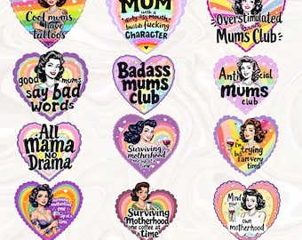 Sarcastic Retro Mum Life PNG Sublimation Bundle, Mothers Day Bundle Snarky Motherhood PNG, Funny Vintage Sarcastic Woman Swearing Mum Quotes