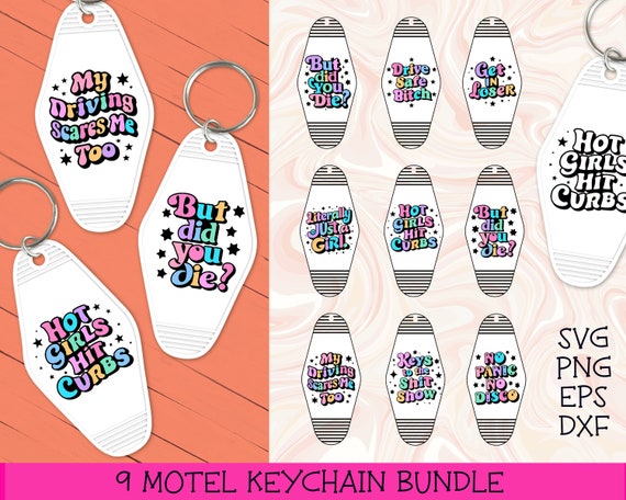 Motel Keychain SVG Bundle, Retro Motel Keychain Svg, Motel Keychain PNG, Keychain Quotes Svg, Sarcastic keychain svg, Groovy Svg, Retro Svg