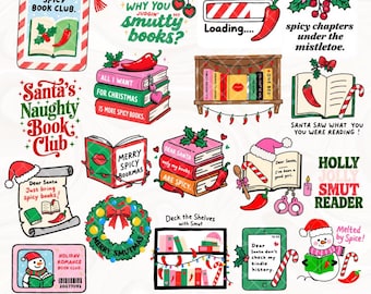 Smutty Christmas Book PNG Bundle, Spicy Book PNG, Bookish Spicy Book Sublimation, Smutty Book Clipart Spicy Lover, Book Quotes Smut Bookmark
