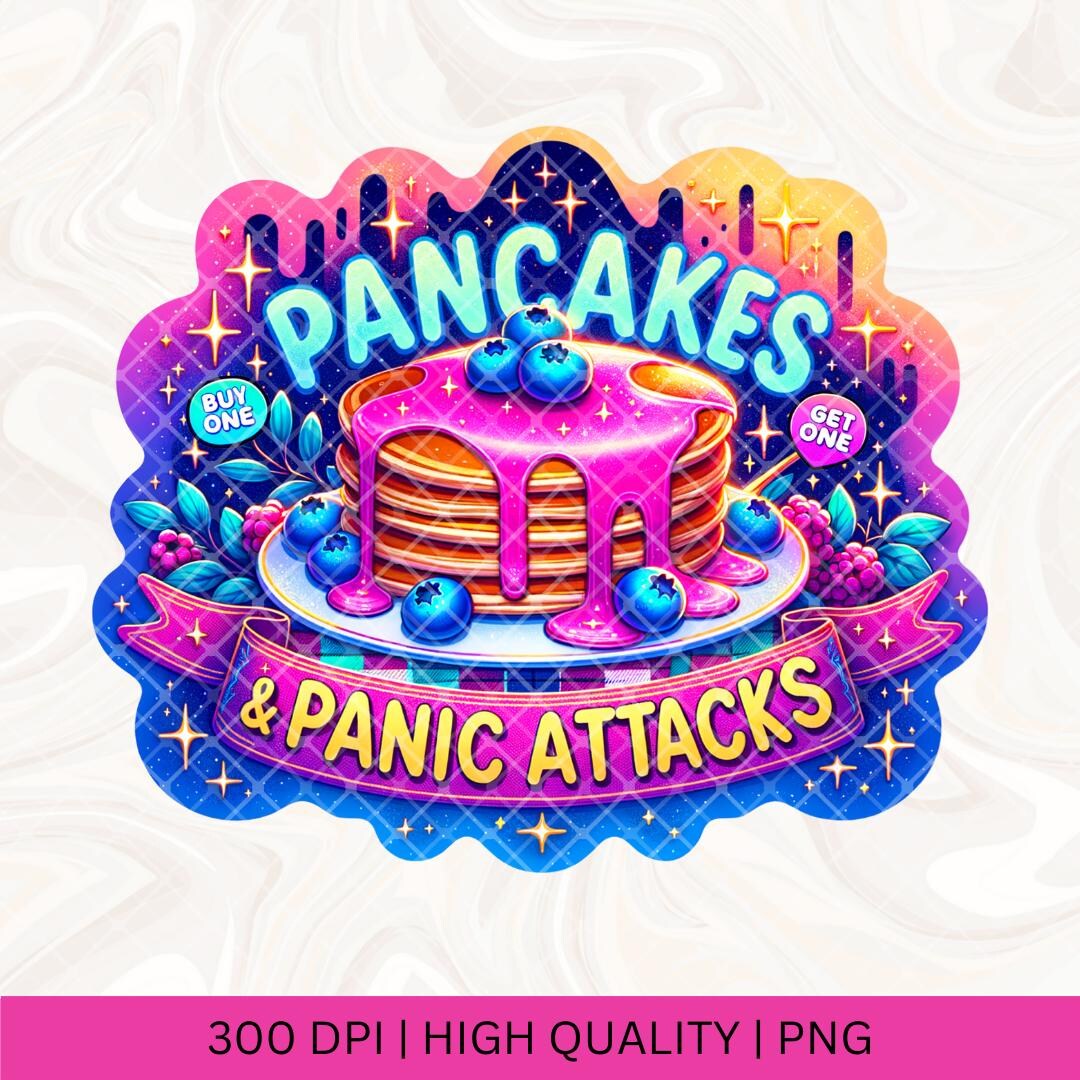 Pancakes and Panic Attacks PNG, Funny Retro Sublimation Design, Vintage ...