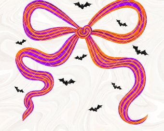 Coquette Bow Halloween Bow Brushstroke Hand drawn Clipart PNG, Preppy Pastel Halloween Ribbon, Spooky Bow Sublimation PNG, Halloween Tshirt