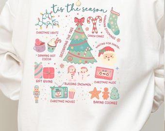 Retro Christmas PNG, Xmas PNG, Tis The Season Christmas PNG, Cute Santa Holiday Sublimation Design, Trendy Festive Png, Hot Cocoa Png