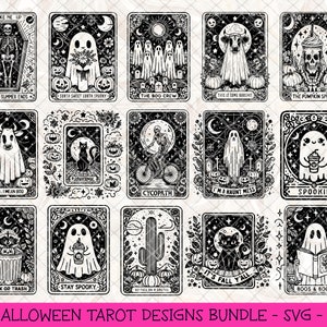 Halloween-Tarot-Karten-Bundle PNG, lustige Halloween-Tarot-Karten SVG, Süßer Geist-Tarot-Png, Spooky Png, Halloween Boo Shit DTF-Shirt-Design