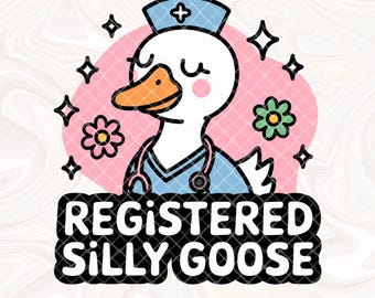Ganso tonto registrado PNG, clipart de ganso enfermero divertido, descarga de diseño de sublimación, humor médico para camisetas, tazas, pegatinas y regalos, RN PNG