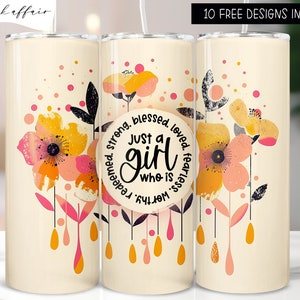 Just a girl who Christian Faith Bible Verse Tumbler Wrap 20oz Skinny Straight Tumbler Sublimation Design Digital PNG Scripture Quotes Jesus