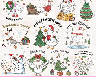 Merry Goosemas Png, Funny Christmas Goose Sublimation Bundle, Cute Holiday Shirt Design, Santa Goose Png, Festive Silly Goose Christmas PNG
