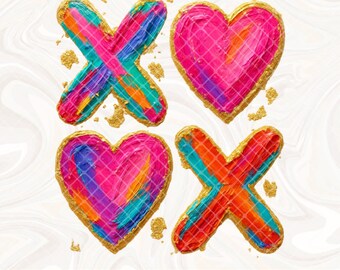 Corazón abstracto de San Valentín (Png), pincelada XOXO de San Valentín con lámina dorada (Png), diseño de corazón de San Valentín, regalo de San Valentín, camiseta de amor con corazón (Png)