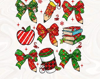 Insegnante preppy di Natale png, Insegnante civettuola di Natale png, Matita luminosa per albero di Natale png, Regali di Natale per insegnanti, Matita per insegnanti png