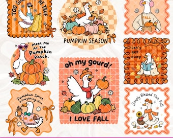 Preppy Fall PNG Sublimation Bundle, Coquette Silly Goose Fall Png, Retro Fall Whimsical Frame Halloween png, Thanksgiving Tshirt Autumn Png