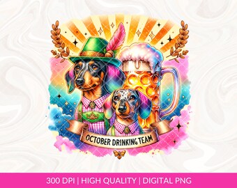 October Beer Dog PNG, October Beer Festival PNG, Digital Download, German beer festival, Drinking team png, Dachshund Sublimation Design