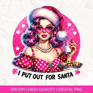 Me presento para Santa Claus PNG, ama de casa retro, niña, Navidad, PNG, diseño retro divertido de moda para camisetas gráficas, humor retro para adultos PNG