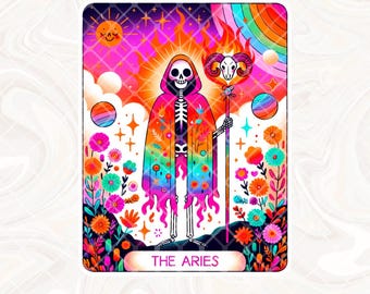 The Aries Tarot Card PNG, Zodiac Sublimation Design, Ram Sun Sign Celestial Aries Gothic Tarot T-Shirt Mug PNG File, Digital Download
