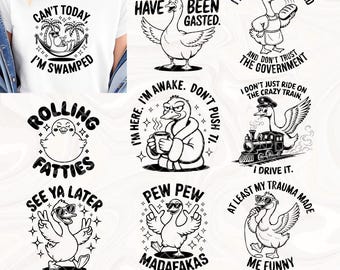 Sarcastic Silly Goose SVG PNG Bundle, Retro Animal Meme Svg, Funny Goose Shirt svg, Sassy Humorous Duck png, Trendy Snarky Goose Quotes SVG