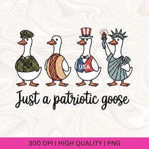 Patriotic Goose PNG, 4th of July Silly Goose Clipart, USA Goose Sublimation Design, Funny Digital Download for Independence Day Png File
