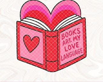 San Valentino, amante dei libri, Png, I libri sono il mio linguaggio dell'amore, Png booktok, Png, Design a sublimazione retrò per topi di biblioteca, Png amante dei libri