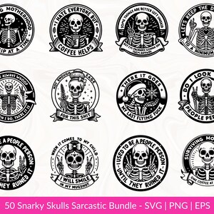 Snarky Skulls Bundle 50 Designs SVG Bundle, Adult Humor svg, Sarcastic Bundle svg, Funny skeleton Bundle svg, Coffee, Sassy Sublimation PNG image 6