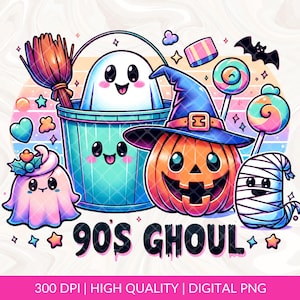 90s Ghoul Halloween PNG, 90s Retro Halloween Shirt Design, Temporada assustadora PNG, Design fofo de Halloween, Download digital de balde de Halloween