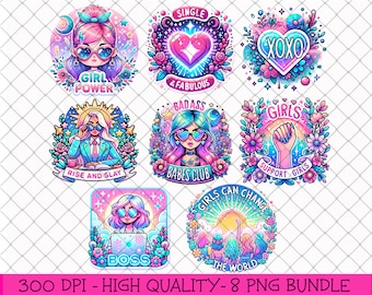 Girl Power Quotes Png Sublimation Bundle, Positive Motivational Girl Affirmations PNG, Badass Boss Babes, Trendy Sublimation Mugs Tshirts