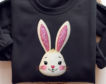 Blingy Easter Bunny PNG, Coquette Easter Bunny Sparkly Bling Urban Cool Sublimation Design, Trendy Sequins 3D Cute Bunny PNG File Download