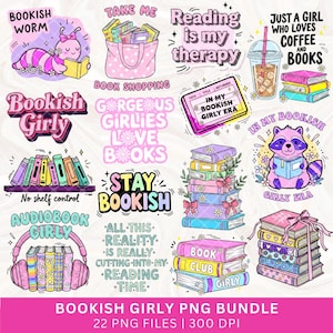 Boklig tjej PNG-paket, bokliga citat, ordspråk, sublimering, bokälskare, clipart, söt boklig klistermärke, rolig kokett, boklig tjejig rosa png bild 1