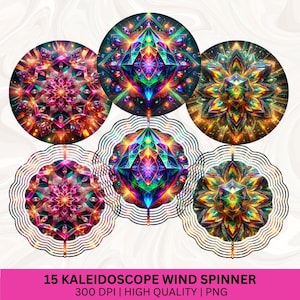 Kaleidoscope Wind Spinner PNG Bundle, Neon Spinner Sublimation Design Wind Spinner, 10.5 Round Hanging Ornament, WindSpinner PNG Garden DTF