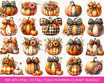 Watercolor Halloween Pumpkins Collection Clipart, Halloween Clipart Bundle, Toile Pumpkin Clipart, Fall PNG, Halloween Sublimation Designs