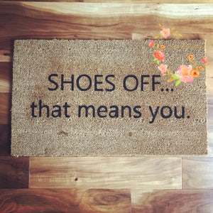 Custom Family Door Mat, SHOES OFF, Wedding gift, Housewarming gift, Home Decor Welcome Mat, Personalized image 3